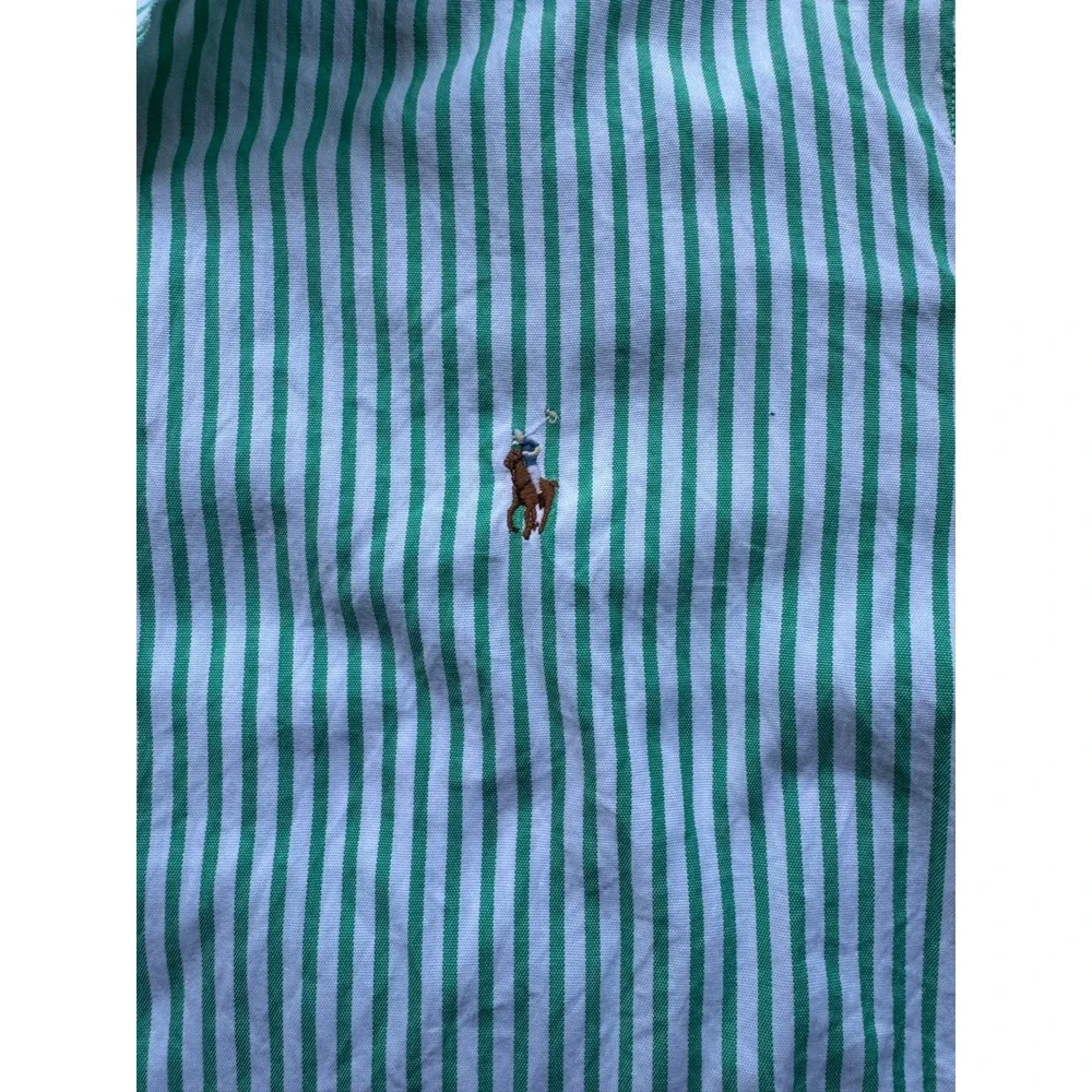 Polo Ralph Lauren Mens‎ XL Green White Striped Short Sleeve Button Down Shirt